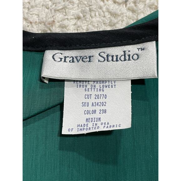VTG Graver Studio Womens Medium V Neck Full Zip Quilted Vest Green Made in USA - Picture 6 of 7